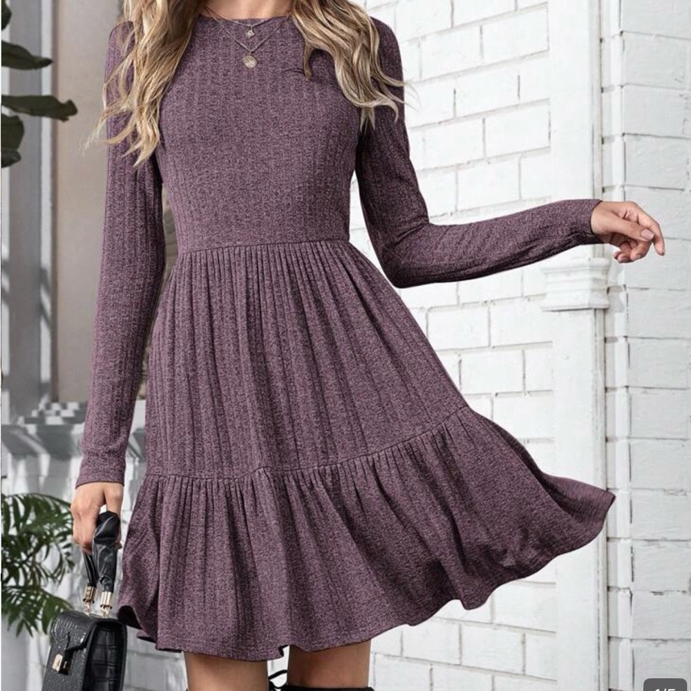 Elegant Purple Knit Dress